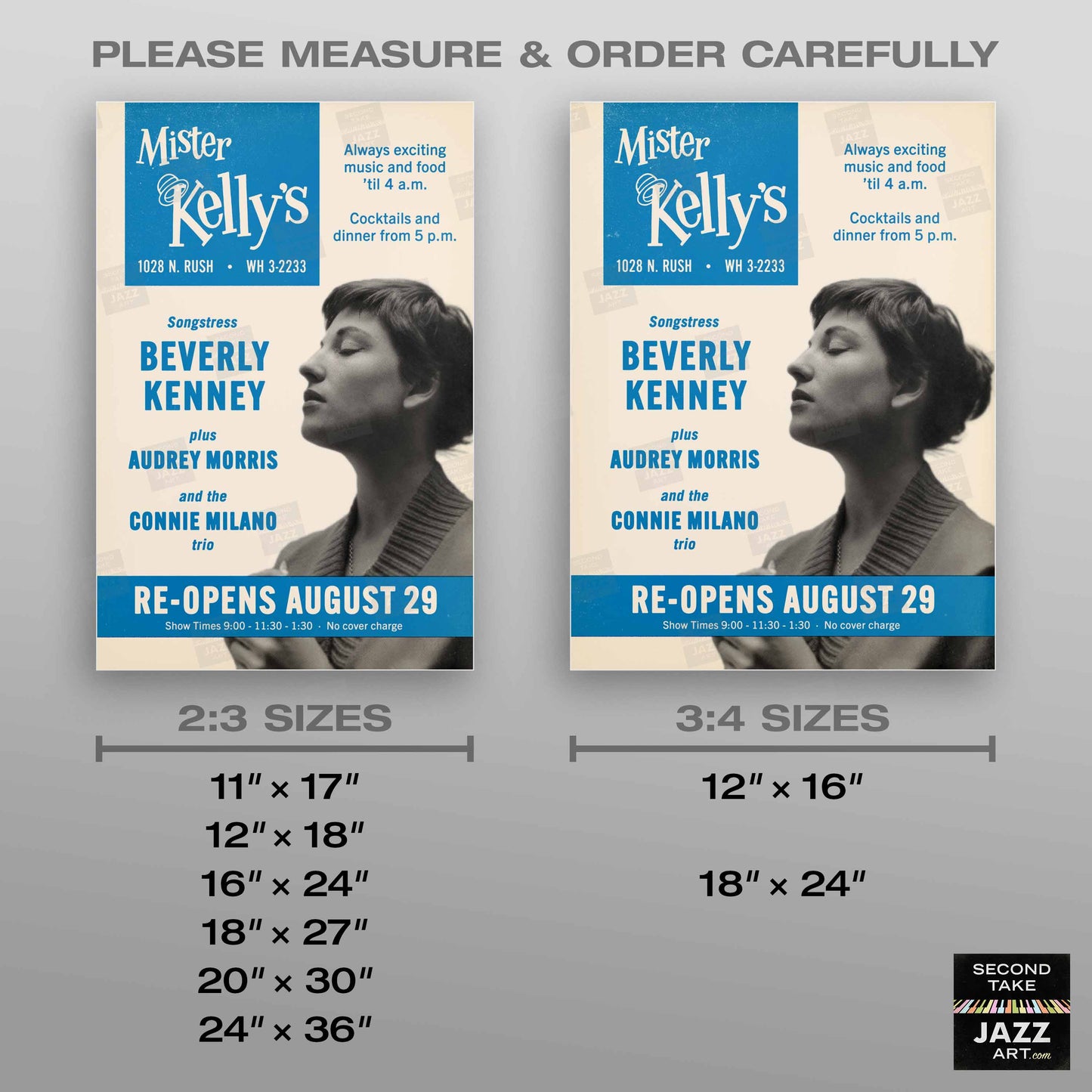 Beverly Kenney jazz poster - Mister Kelly's - Chicago - 1956