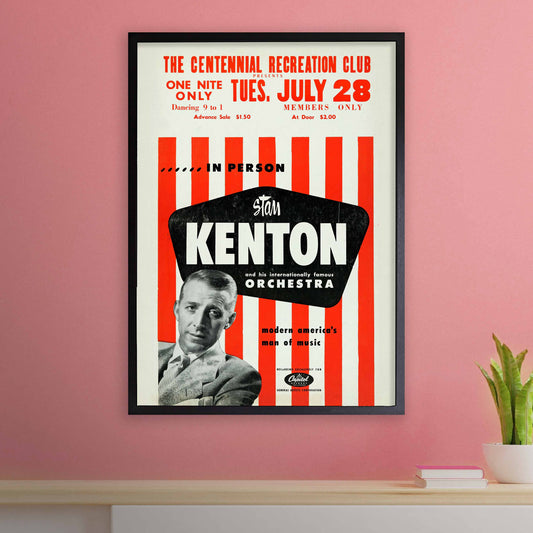Stan Kenton jazz poster - Centennial Recreation Club - 1953