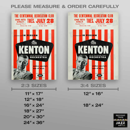Stan Kenton jazz poster - Centennial Recreation Club - 1953