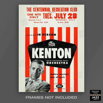 Stan Kenton jazz poster - Centennial Recreation Club - 1953