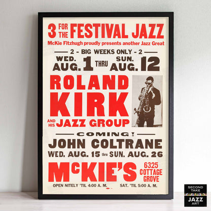 Rahsaan Roland Kirk - John Coltrane jazz poster - McKie's - 1962