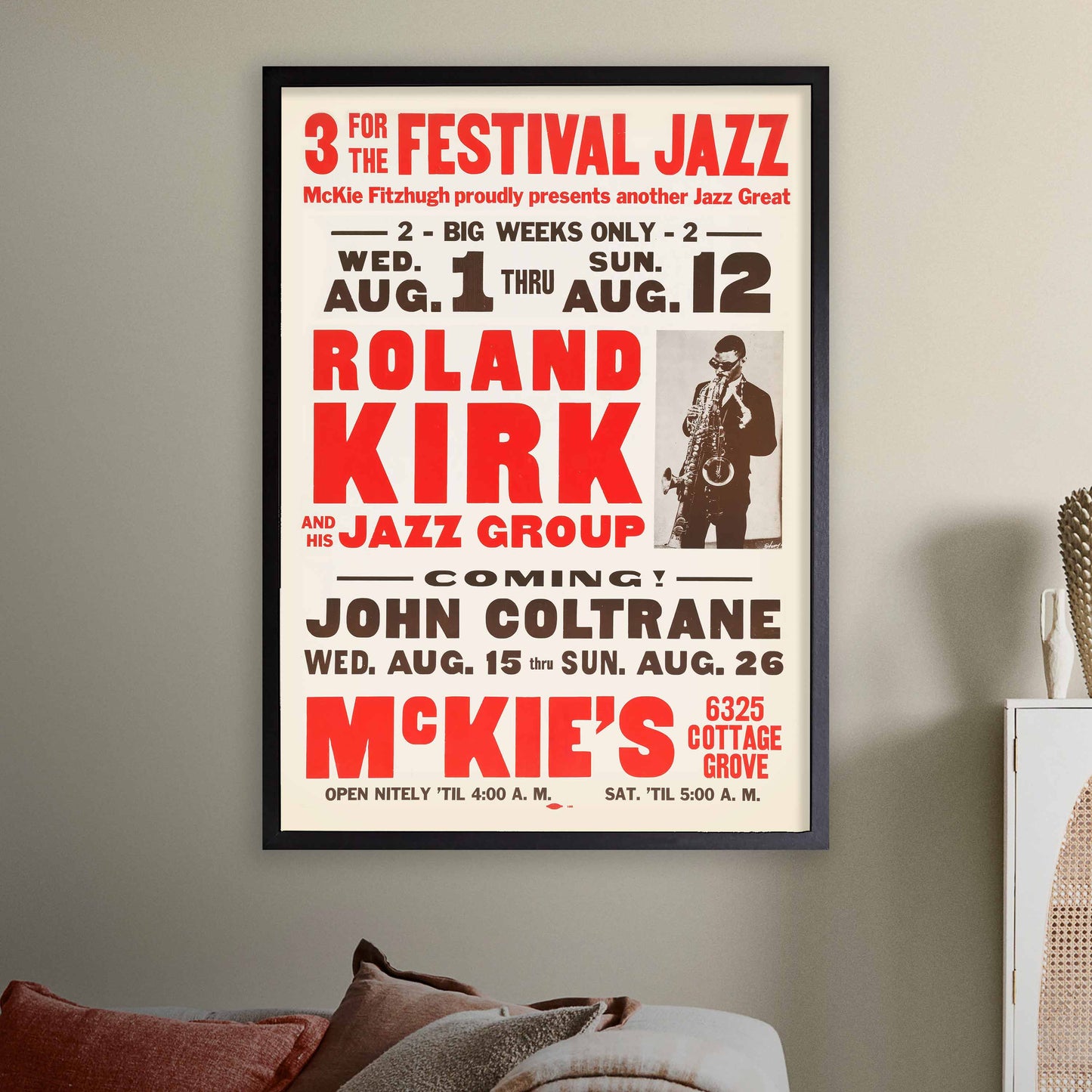Rahsaan Roland Kirk - John Coltrane jazz poster - McKie's - 1962