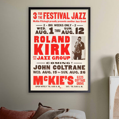 Rahsaan Roland Kirk - John Coltrane jazz poster - McKie's - 1962