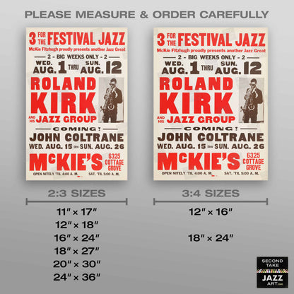Rahsaan Roland Kirk - John Coltrane jazz poster - McKie's - 1962