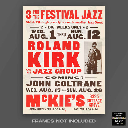 Rahsaan Roland Kirk - John Coltrane jazz poster - McKie's - 1962