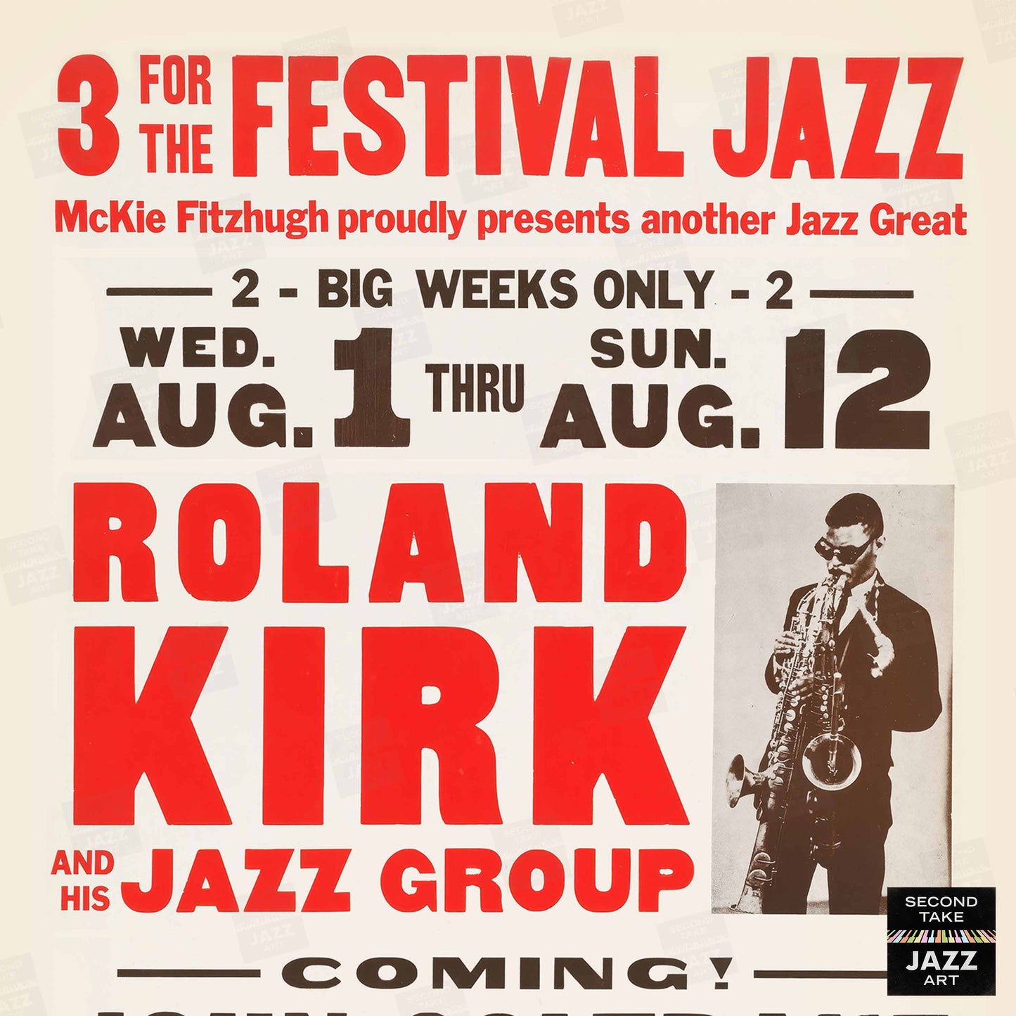 Rahsaan Roland Kirk - John Coltrane jazz poster - McKie's - 1962