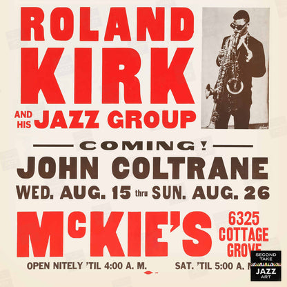 Rahsaan Roland Kirk - John Coltrane jazz poster - McKie's - 1962