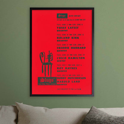 Yusef Lateef - Roland Kirk - Freddie Hubbard jazz poster - Slugs' Saloon - 1969