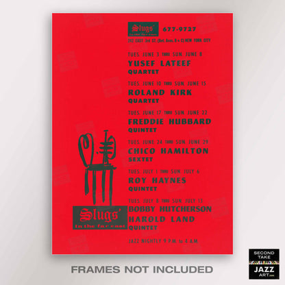 Yusef Lateef - Roland Kirk - Freddie Hubbard jazz poster - Slugs' Saloon - 1969