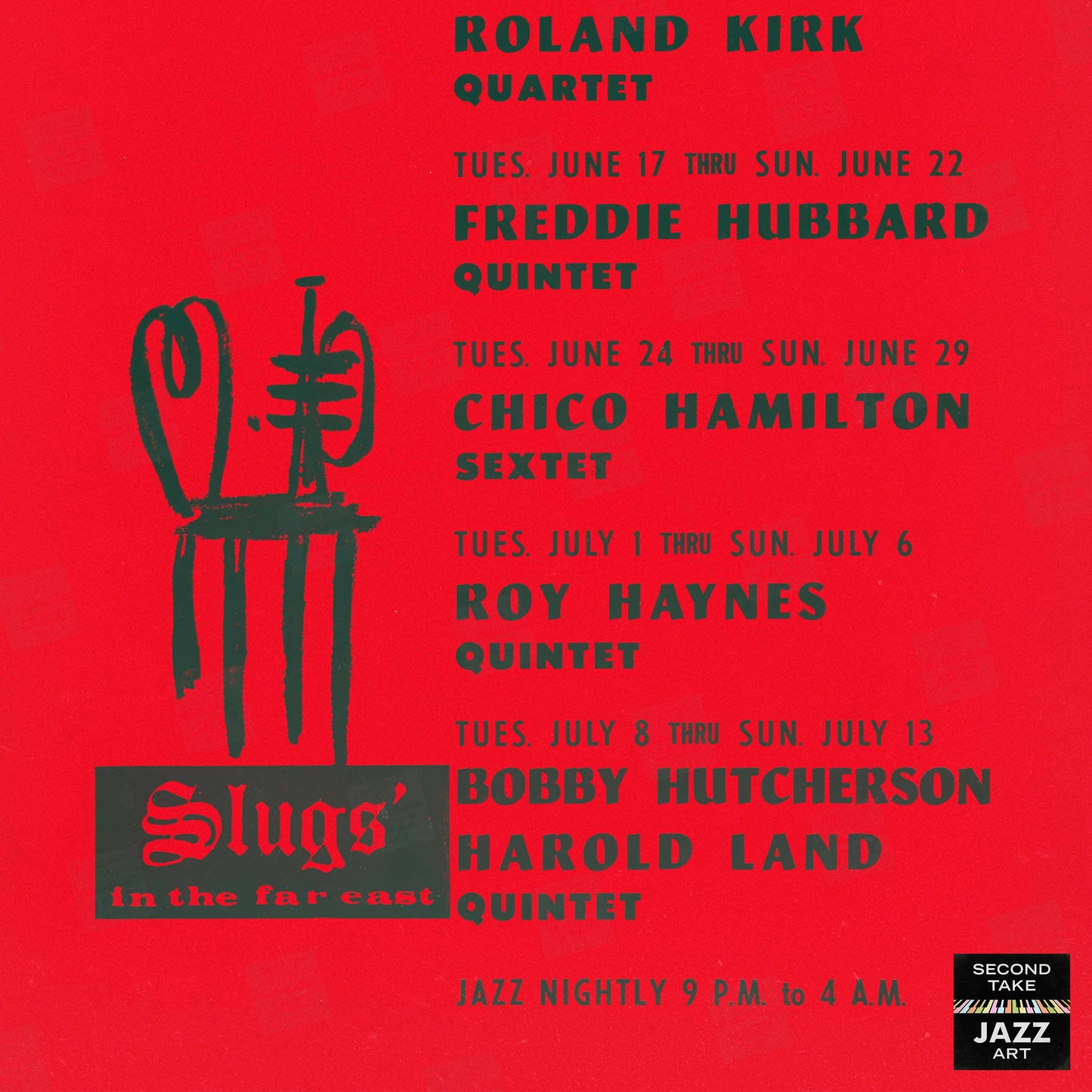 Yusef Lateef - Roland Kirk - Freddie Hubbard jazz poster - Slugs' Saloon - 1969