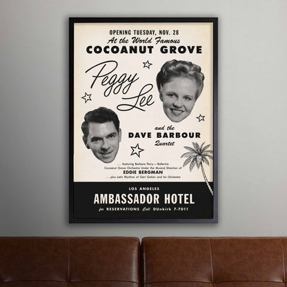 Peggy Lee - Dave Barbour jazz poster - Cocoanut Grove - Los Angeles - 1950