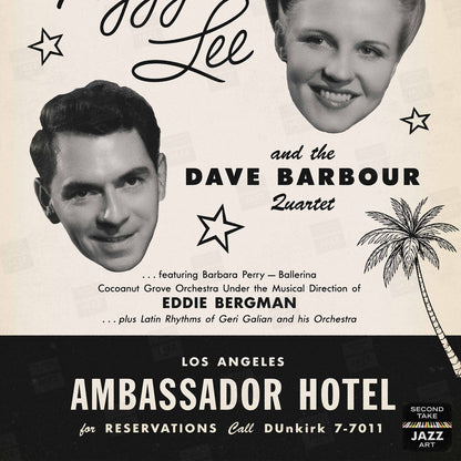 Peggy Lee - Dave Barbour jazz poster - Cocoanut Grove - Los Angeles - 1950