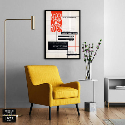 John Lewis - Gunther Schuller jazz poster - Modern Jazz Society - Town Hall - 1955