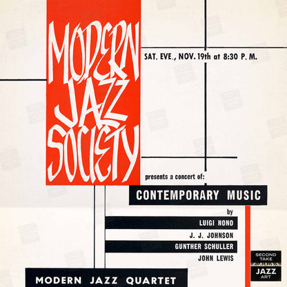 John Lewis - Gunther Schuller jazz poster - Modern Jazz Society - Town Hall - 1955