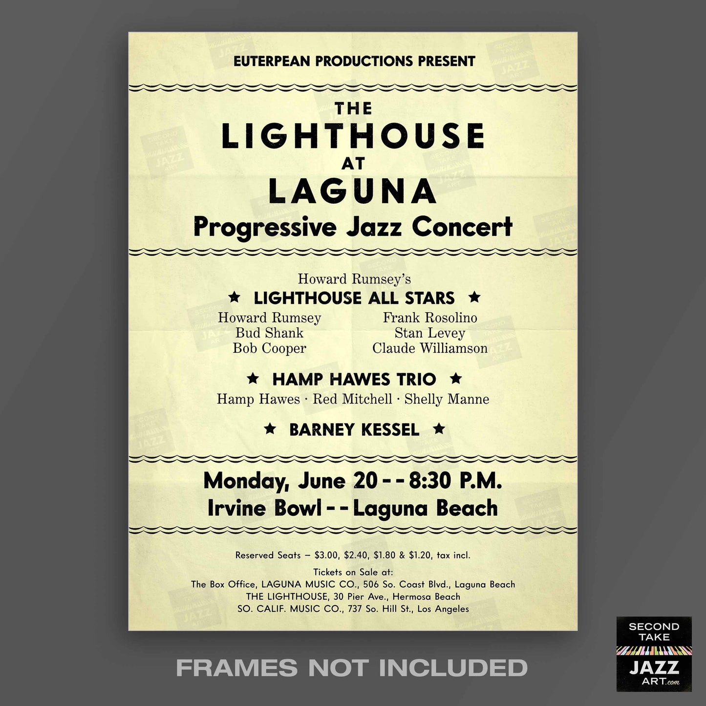 Lighthouse All-Stars - Hampton Hawes - Barney Kessel jazz poster - Lighthouse at Laguna - 1955