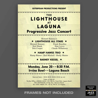 Lighthouse All-Stars - Hampton Hawes - Barney Kessel jazz poster - Lighthouse at Laguna - 1955