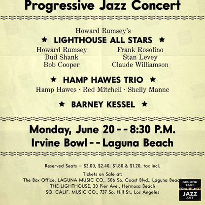 Lighthouse All-Stars - Hampton Hawes - Barney Kessel jazz poster - Lighthouse at Laguna - 1955