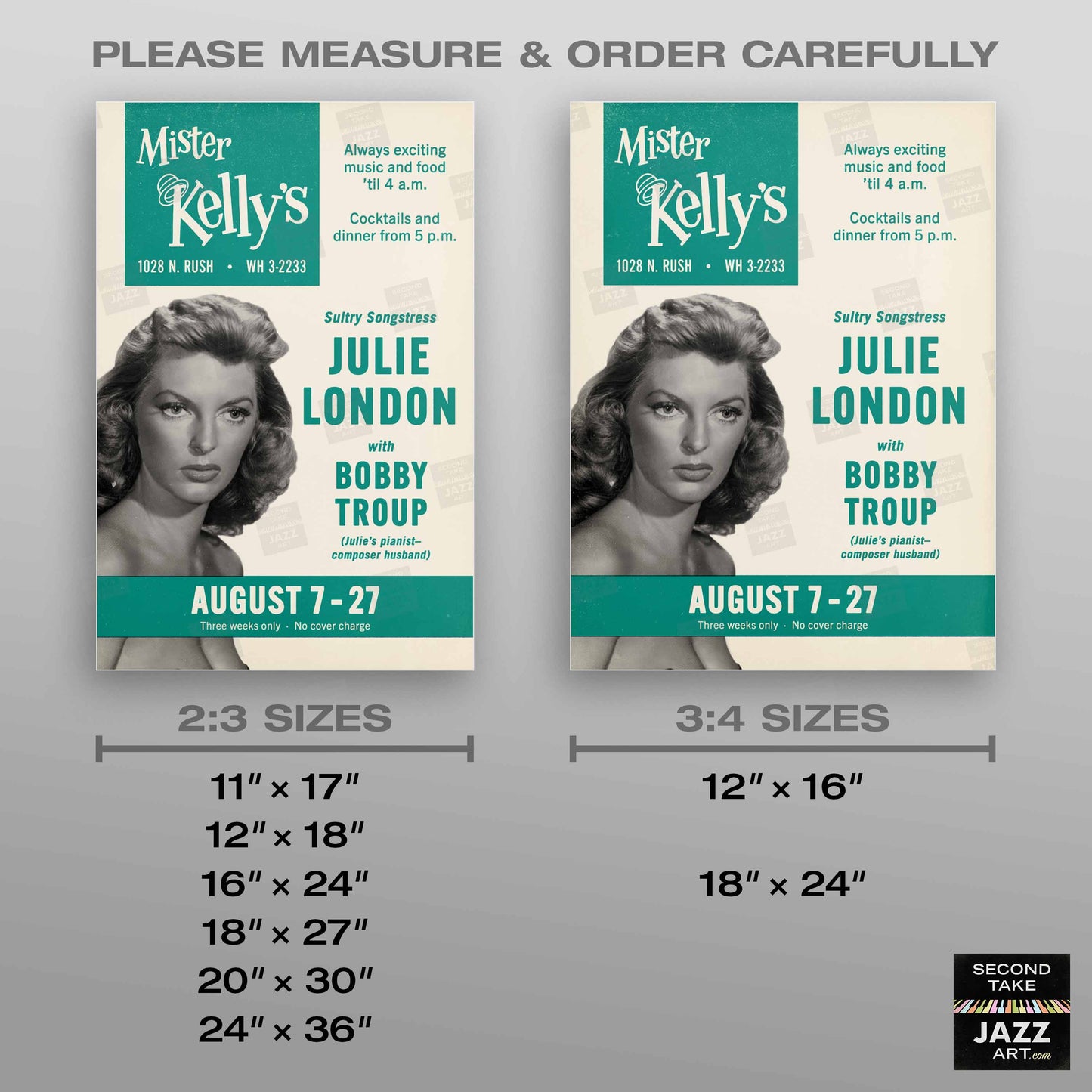 Julie London jazz poster - Mister Kelly's - Chicago - 1961