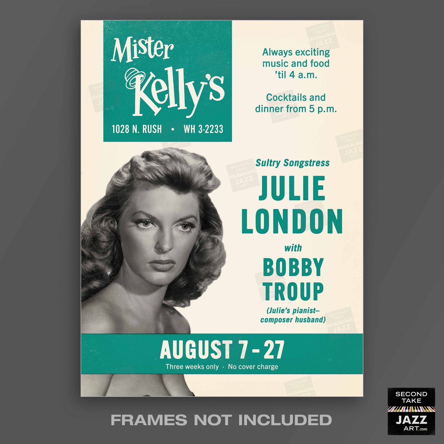Julie London jazz poster - Mister Kelly's - Chicago - 1961