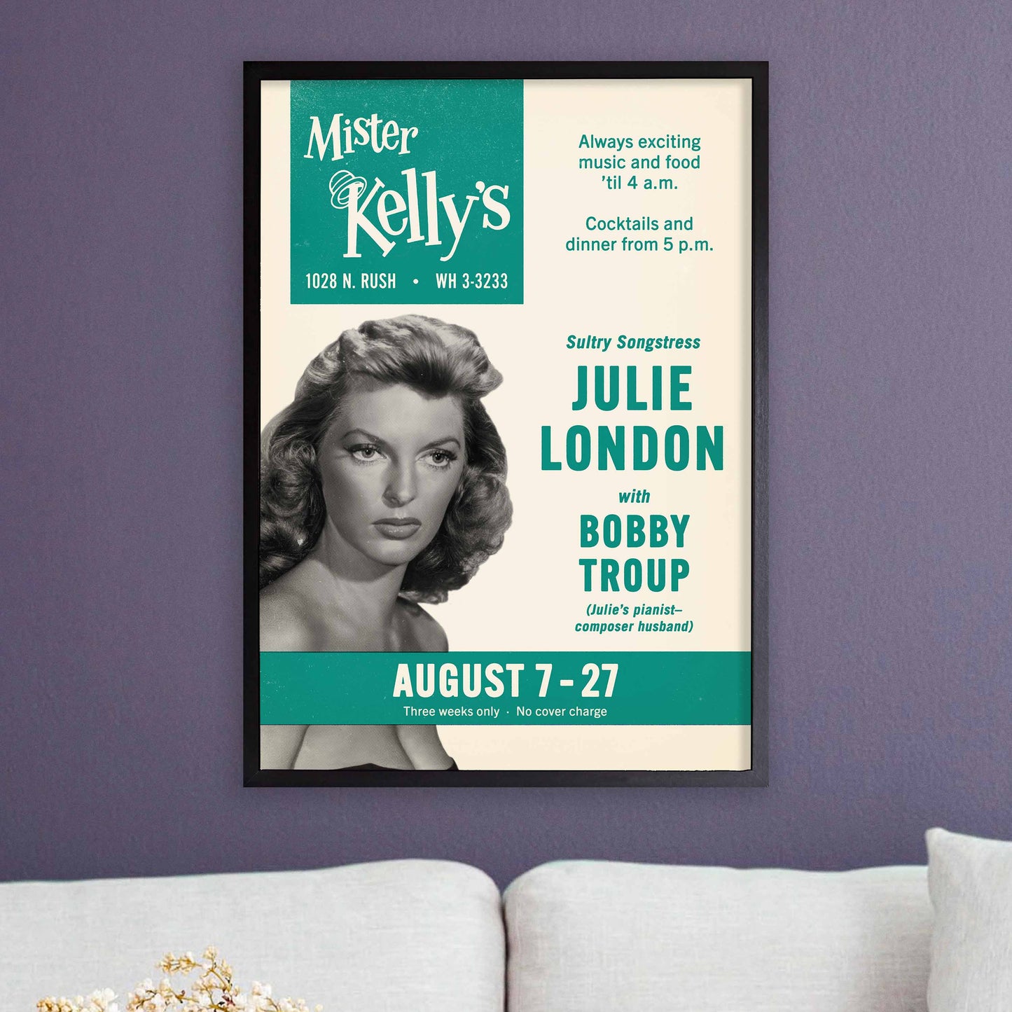 Julie London jazz poster - Mister Kelly's - Chicago - 1961