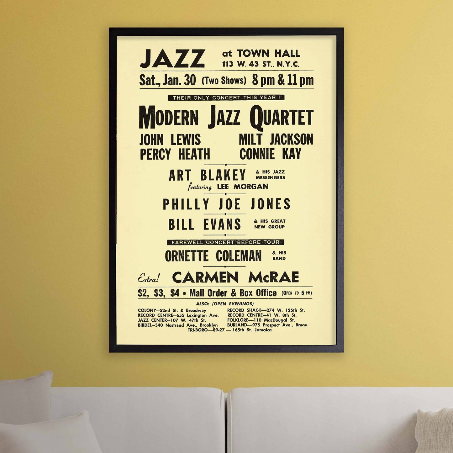 Modern Jazz Quartet - Bill Evans - Ornette Coleman jazz poster - Town Hall - 1960
