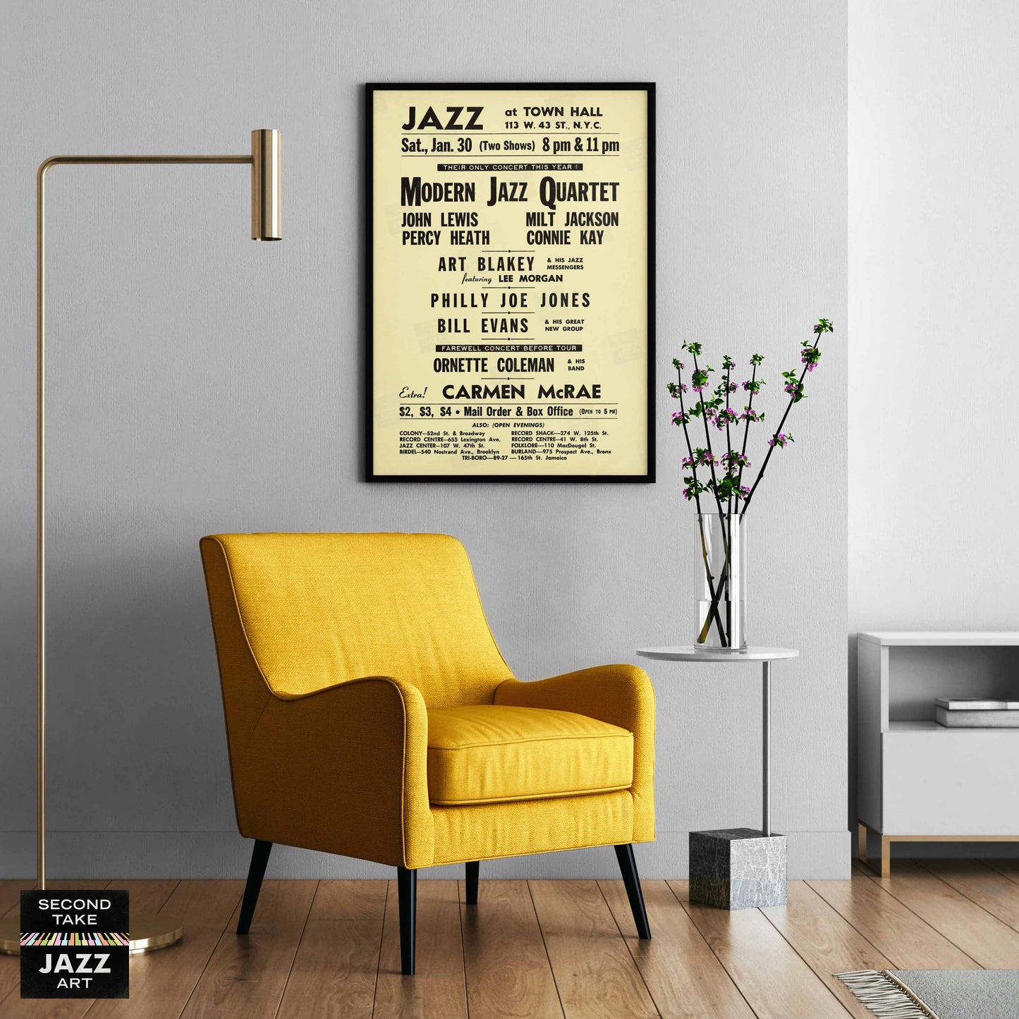 Modern Jazz Quartet - Bill Evans - Ornette Coleman jazz poster - Town Hall - 1960