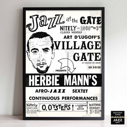 Herbie Mann jazz poster - Comin' Home Baby - Village Gate - 1961