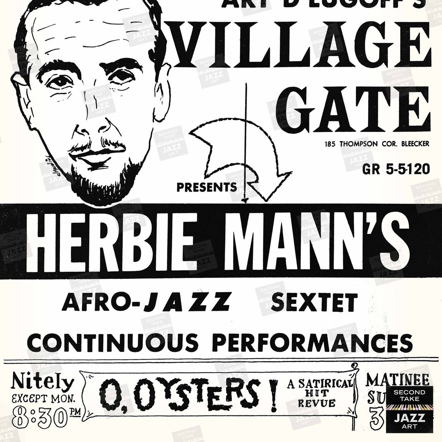 Herbie Mann jazz poster - Comin' Home Baby - Village Gate - 1961