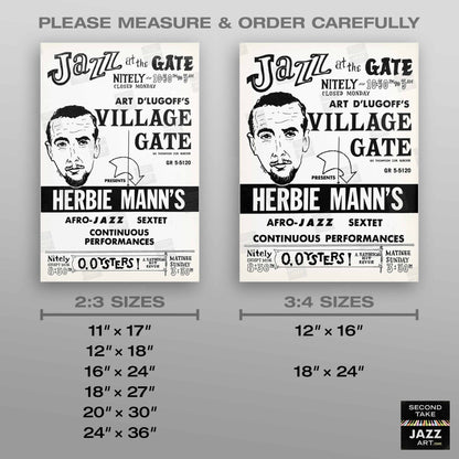 Herbie Mann jazz poster - Comin' Home Baby - Village Gate - 1961