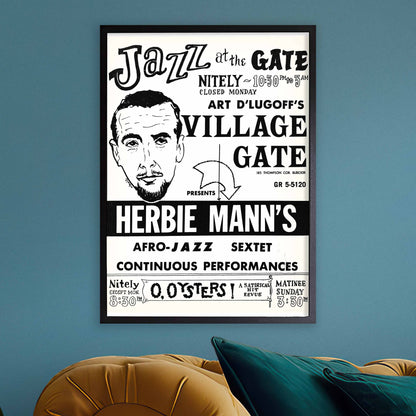 Herbie Mann jazz poster - Comin' Home Baby - Village Gate - 1961