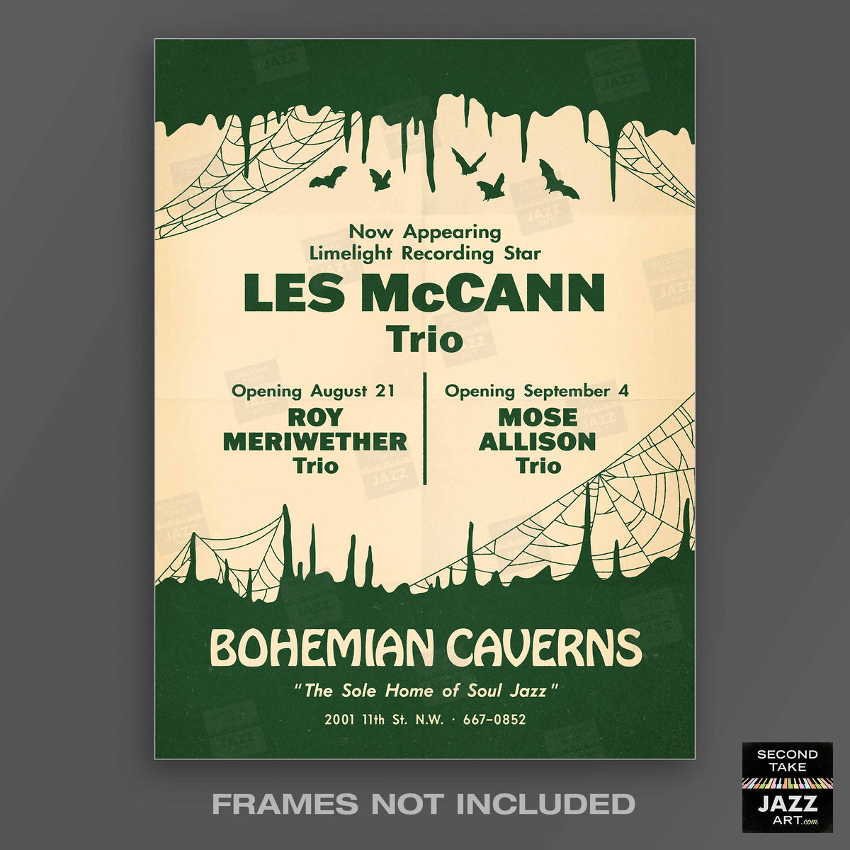 Les McCann jazz poster - Live at Bohemian Caverns - Washington, DC - 1967