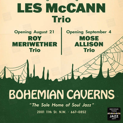 Les McCann jazz poster - Live at Bohemian Caverns - Washington, DC - 1967