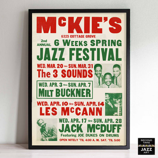 Les McCann - Jack McDuff - Milt Buckner - 3 Sounds jazz poster - McKie's - 1963