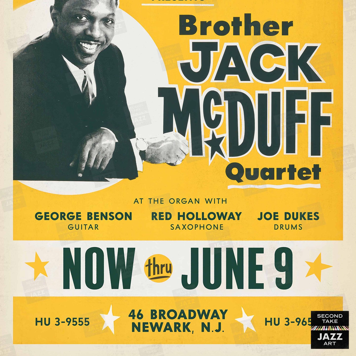 Brother Jack McDuff - George Benson jazz poster - Live! - Newark - 1963