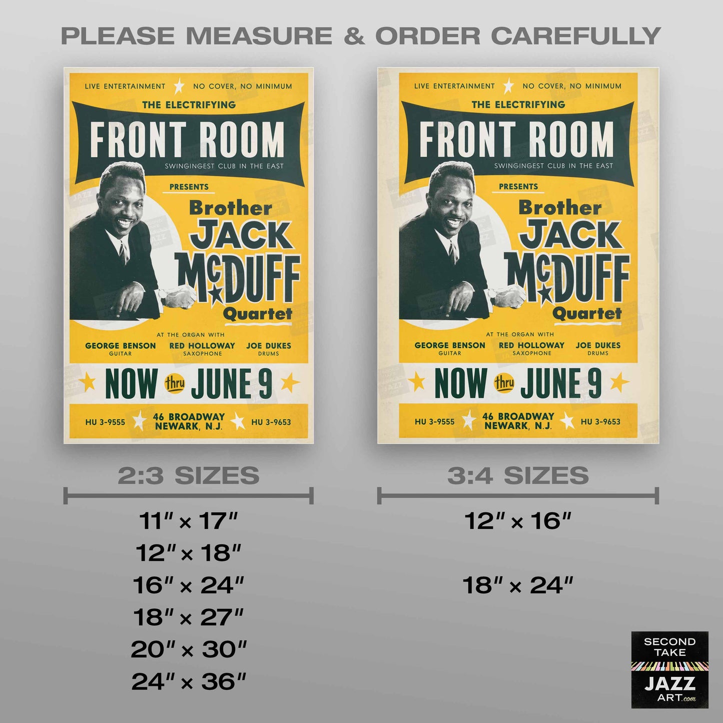 Brother Jack McDuff - George Benson jazz poster - Live! - Newark - 1963