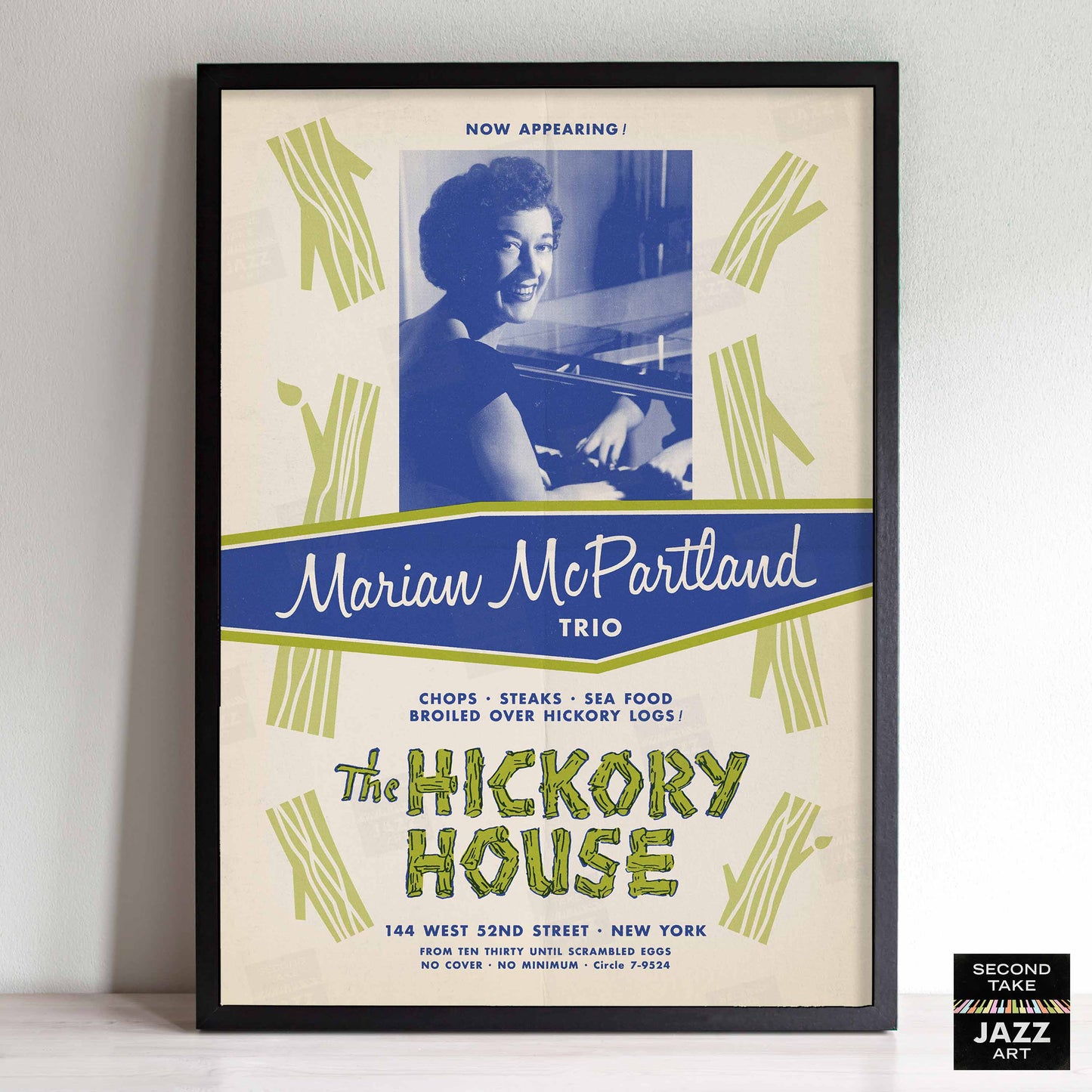 Marian McPartland jazz poster - At the Hickory House - 1954 (blue variant)