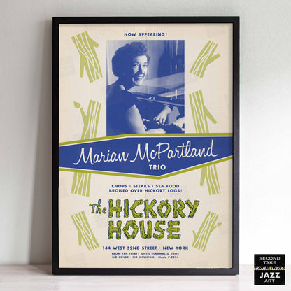 Marian McPartland jazz poster - At the Hickory House - 1954 (blue variant)