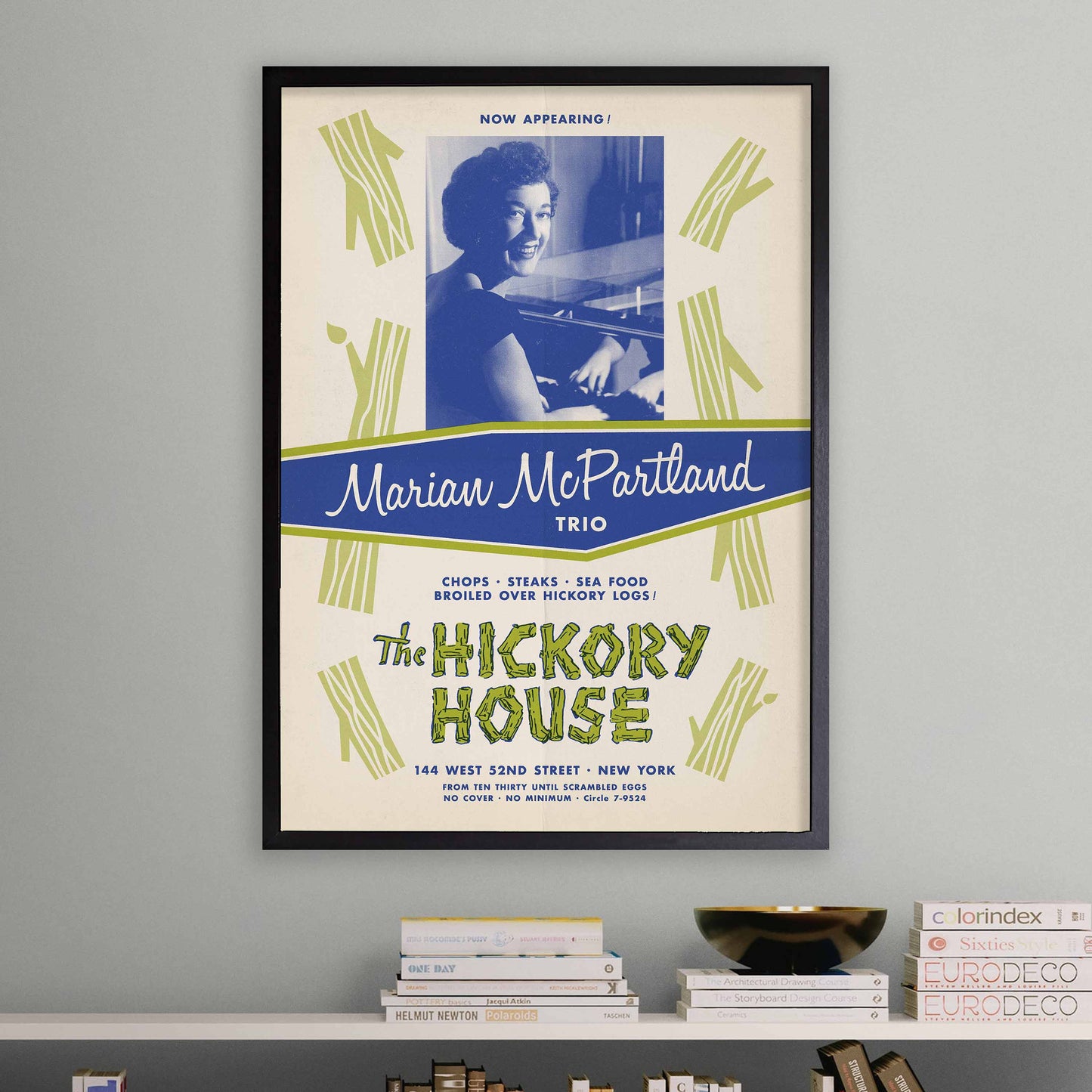 Marian McPartland jazz poster - At the Hickory House - 1954 (blue variant)