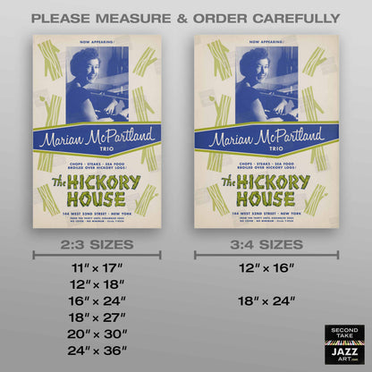 Marian McPartland jazz poster - At the Hickory House - 1954 (blue variant)