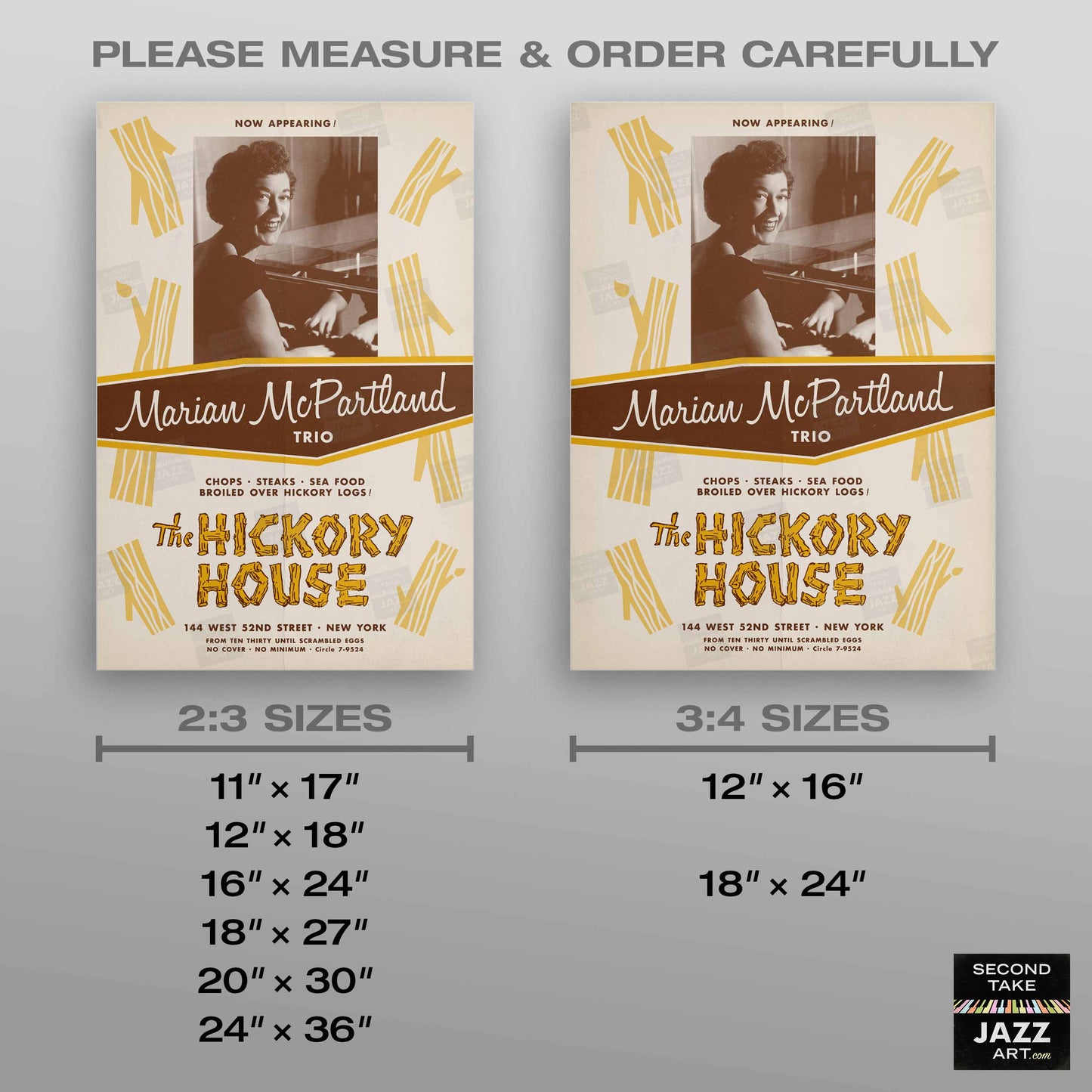 Marian McPartland jazz poster - At the Hickory House - 1954 (brown variant)