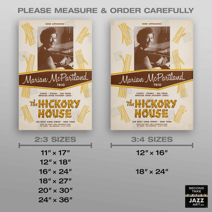 Marian McPartland jazz poster - At the Hickory House - 1954 (brown variant)