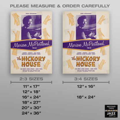 Marian McPartland jazz poster - At the Hickory House - 1954 (purple variant)