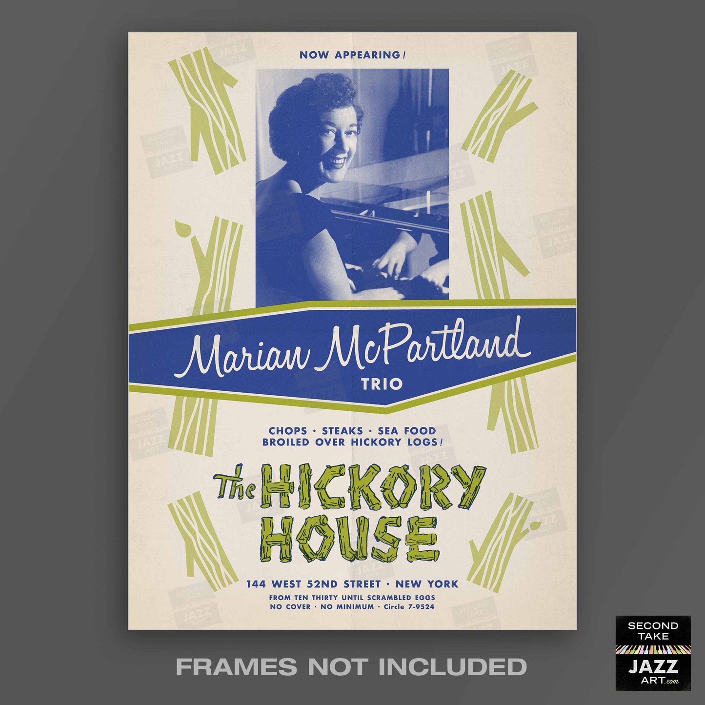 Marian McPartland jazz poster - At the Hickory House - 1954 (blue variant)