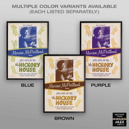 Marian McPartland jazz poster - At the Hickory House - 1954 (purple variant)
