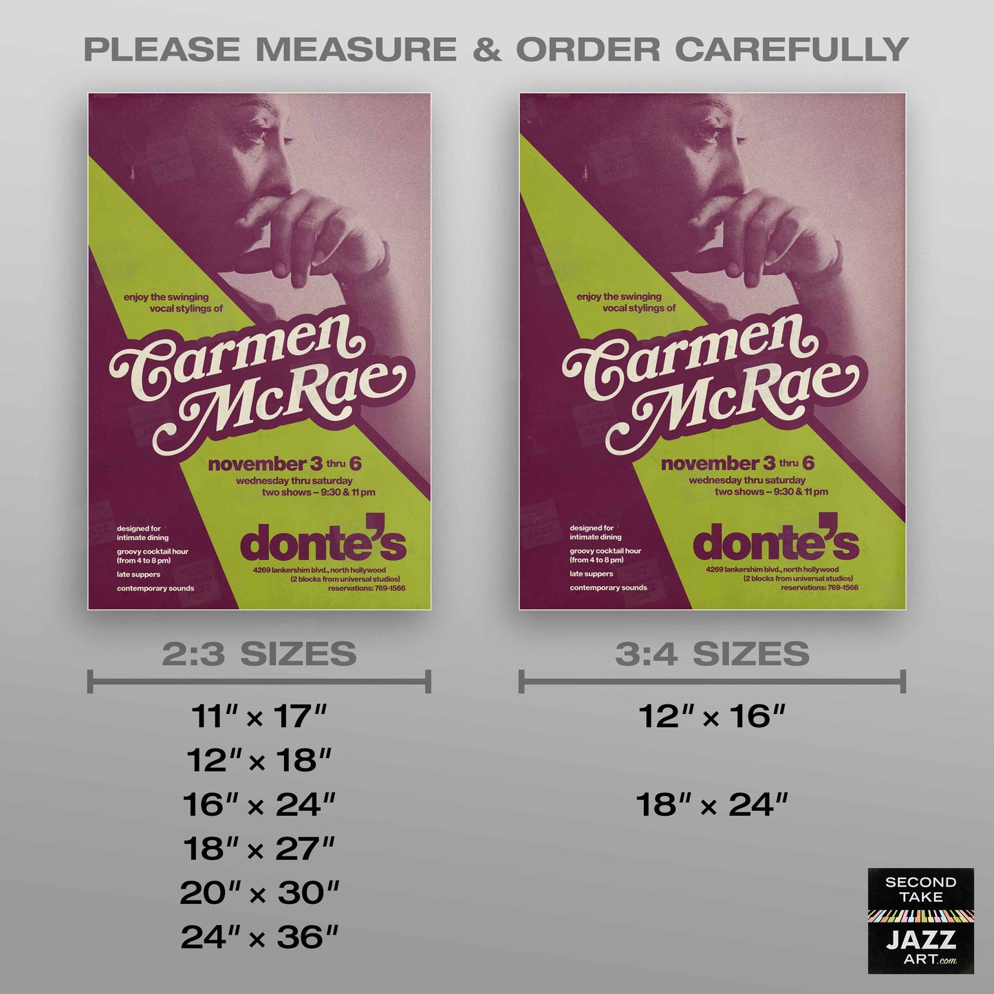 Carmen McRae jazz poster - Great American Songbook - Donte's - 1971