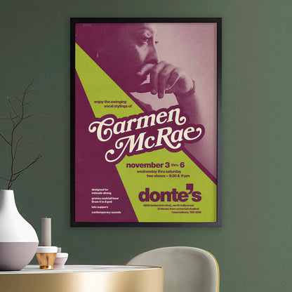 Carmen McRae jazz poster - Great American Songbook - Donte's - 1971