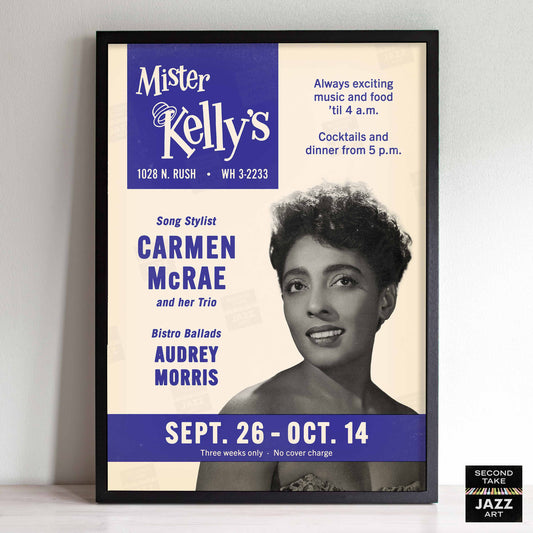 Carmen McRae jazz poster - Mister Kelly's - Chicago - 1956
