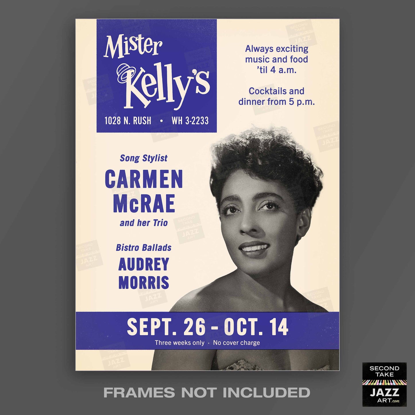Carmen McRae jazz poster - Mister Kelly's - Chicago - 1956