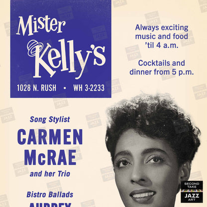 Carmen McRae jazz poster - Mister Kelly's - Chicago - 1956