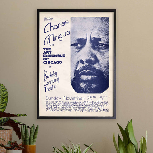 Charles Mingus - Art Ensemble of Chicago jazz poster - Berkeley, California - 1973 (blue variant)